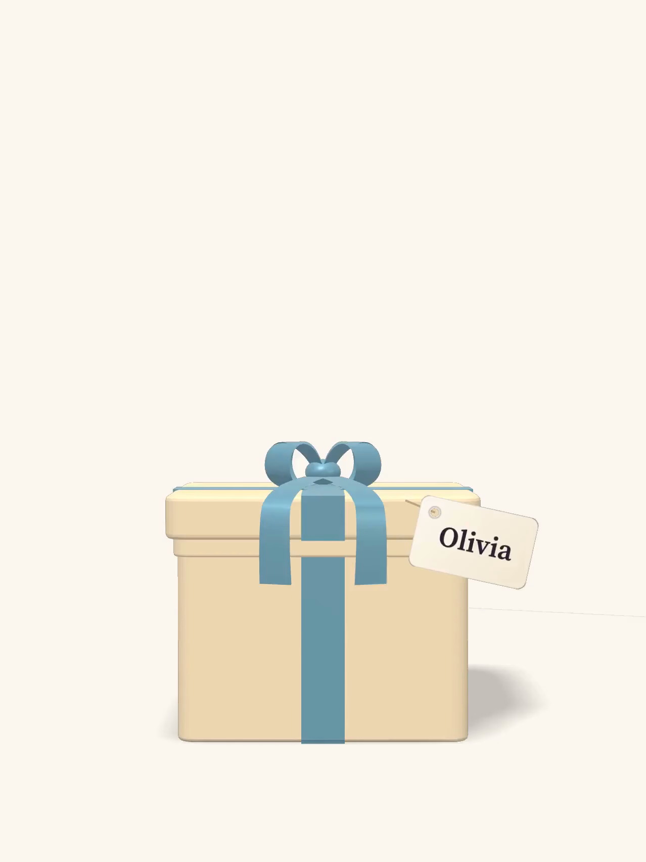 Opening the gift: the box unwraps and the child’s chart rises out.